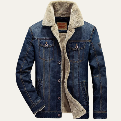 The Palmi Men’s Winter Sherpa Lined Denim Jacket with Collar