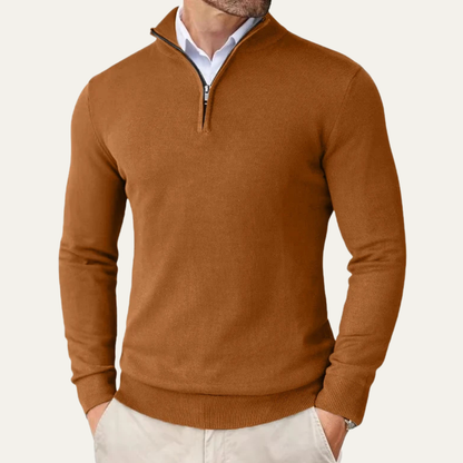 The Elmwood  Men's Quarter Zip Knitted Mock Neck Sweater
