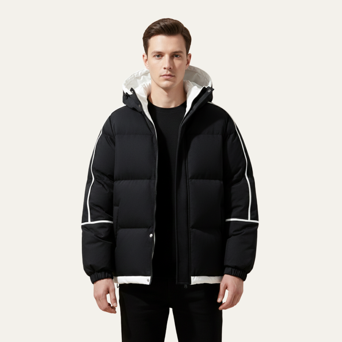 The London Men's Waterproof Puffer Jacket - Luxury Hooded Winter Coat