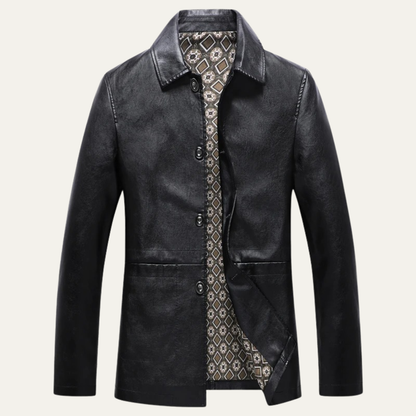 The Portofino Men’s Button Up Leather Winter Jacket