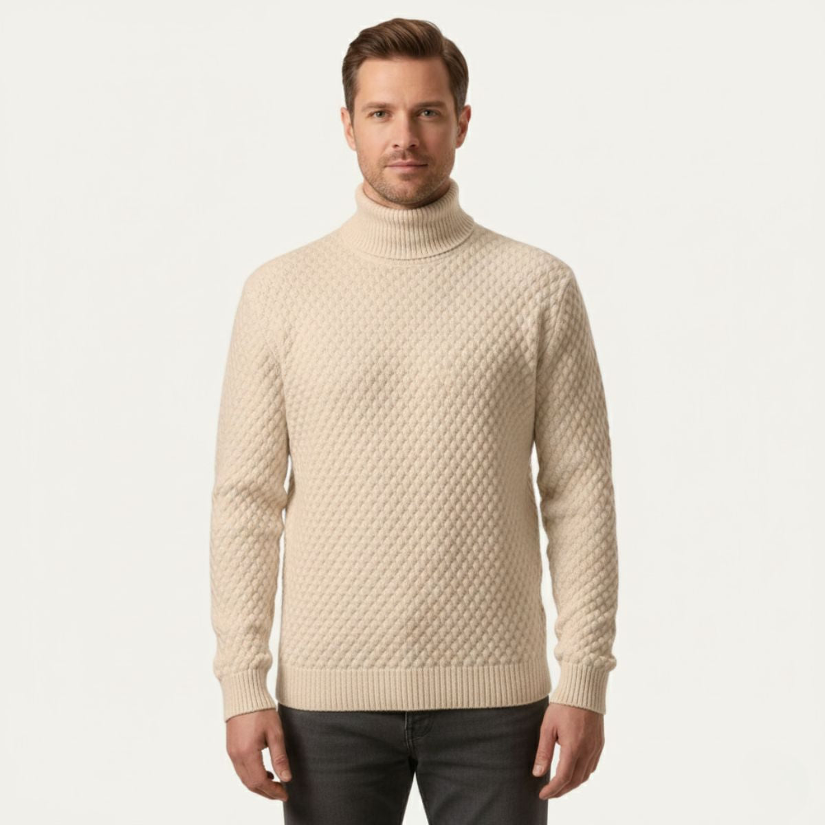The Lavagna Men’s Thick Wool Knit Turtleneck Sweater