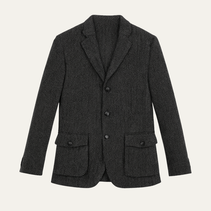 The Ortisei Men's TweedSingle Breasted Business Blazer Suit - Dark Gray