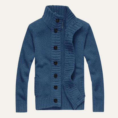 The Athens Men’s Winter Front Button Stand Collar Knit Cardigan
