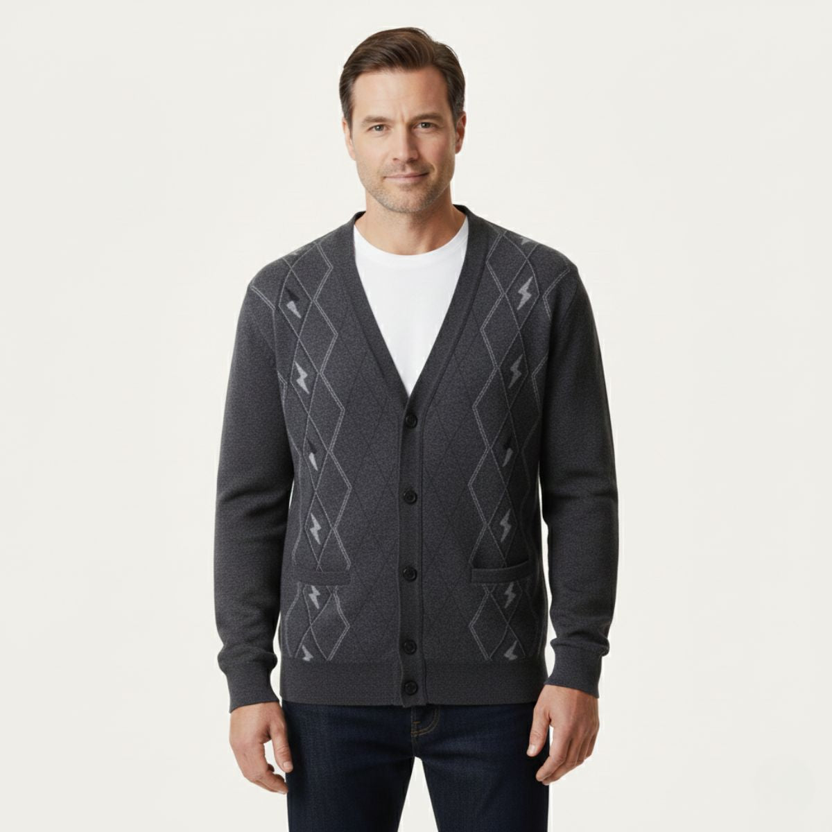 The Barra Men’s V Neck Knit Cardigan with Pockets