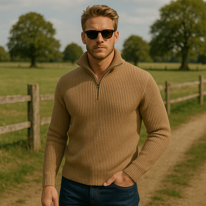 The Merino Knitted Quarter Zip Sweater