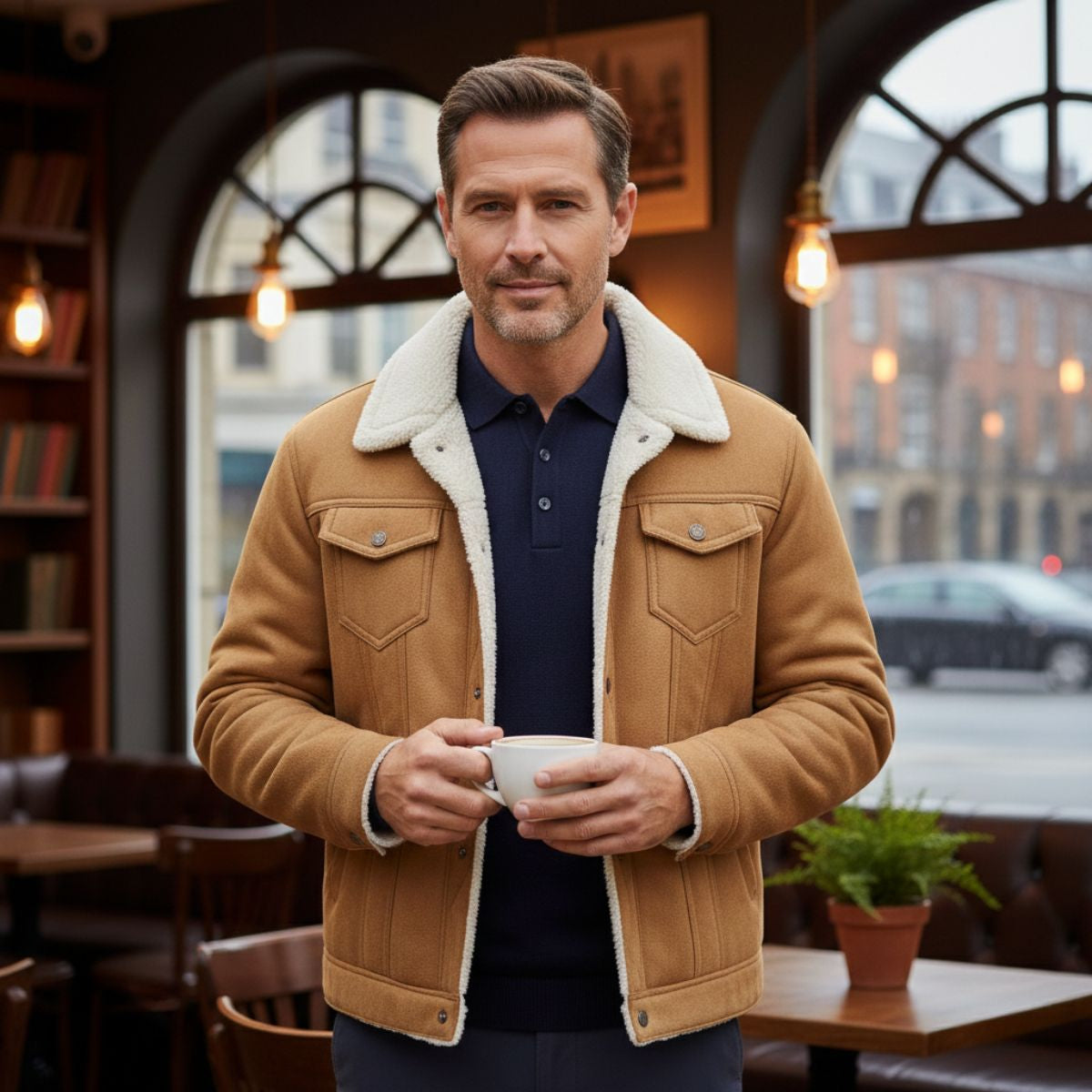 The Braxton Men’s Shearling Vintage Leather Jacket