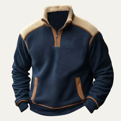 The Garda Men's Vintage Color Block Quarter Zip Fleece Sweater