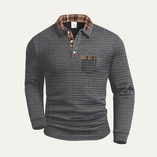 The Monopoli Men’s Casual Waffle Knit Polo Sweater