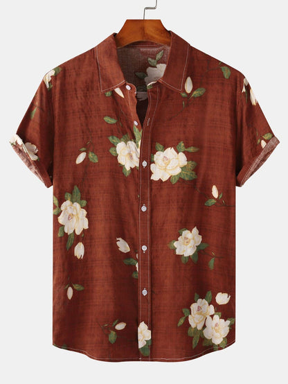 Floral Cotton Summer Shirt for Outdoor Events