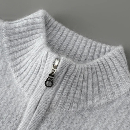 The Valladolid Men’s Winter Cashmere Quarter Zip High Collar Knit Sweater