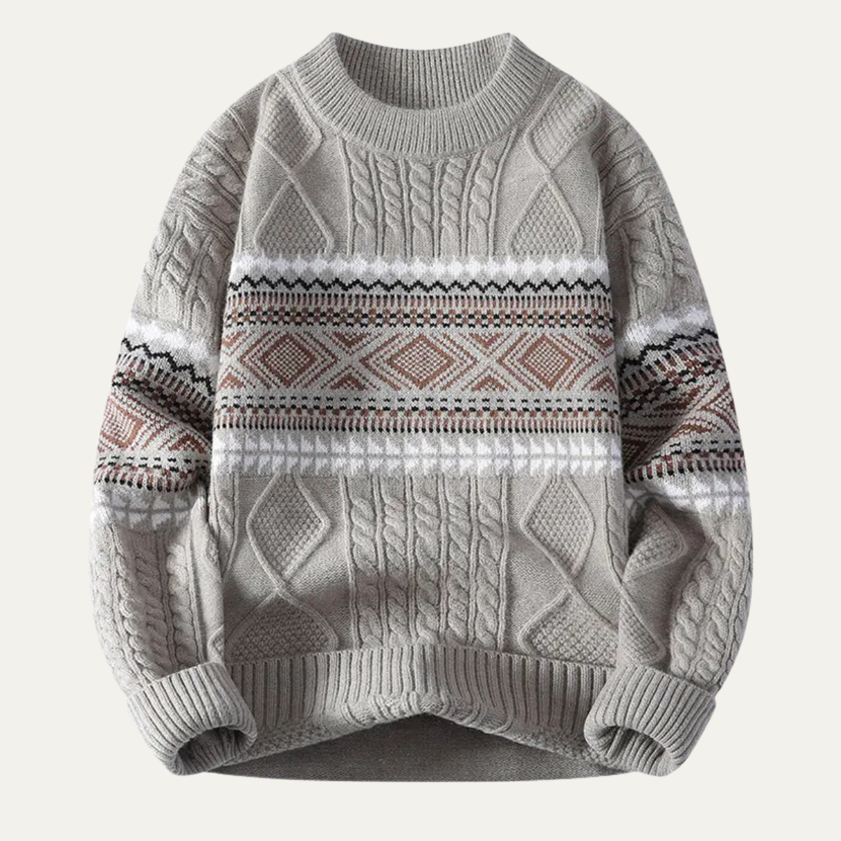 The Carloforte Men’s Knitted Winter Warm Sweater with Nordic Pattern