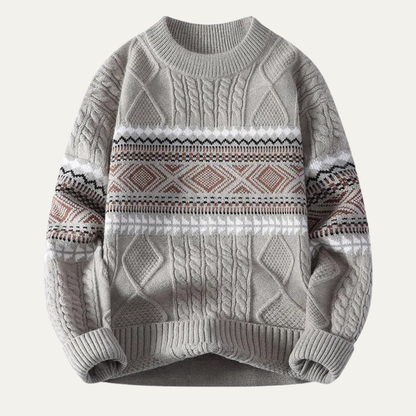 The Carloforte Men’s Knitted Winter Warm Sweater with Nordic Pattern