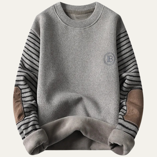The Porto Cervo Men’s Warm Winter Round Neck Knit Patchwork Sweater