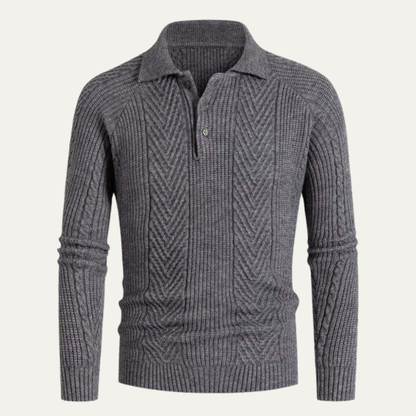 The Oaklawn Men’s Chunky Winter Warm Knitted Polo Sweater