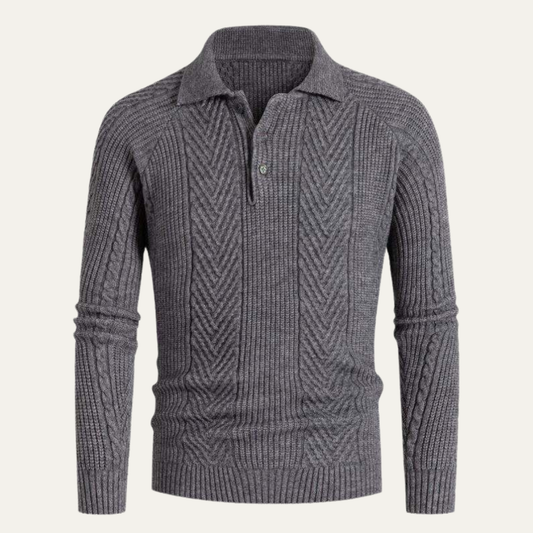 The Oaklawn Men’s Chunky Winter Warm Knitted Polo Sweater