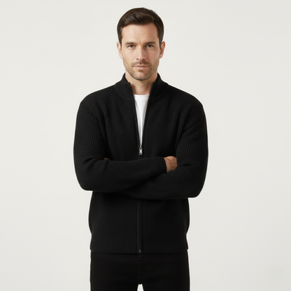 The Lothian Men's Trendy Collar Stand Knit Zip Cardigan Sweater