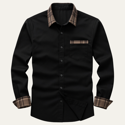 The Amelia Men’s Casual Button Up Dress with Plaid Collar & Cuffs