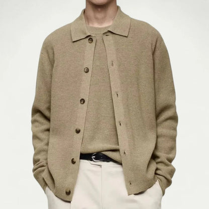 The Positano Elegant Knitted Cardigan for Men - Lapel Collar and Front Buttons