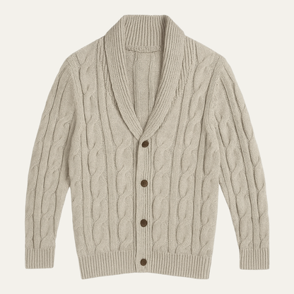 The Abbadia Men’s Cozy Cable Geometric Pattern Knit Cardigan