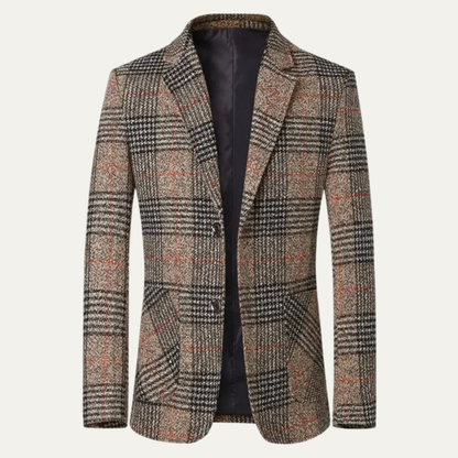 The Monopoli Men’s Slim Fit Check Plaid Tweed Blazer Suit