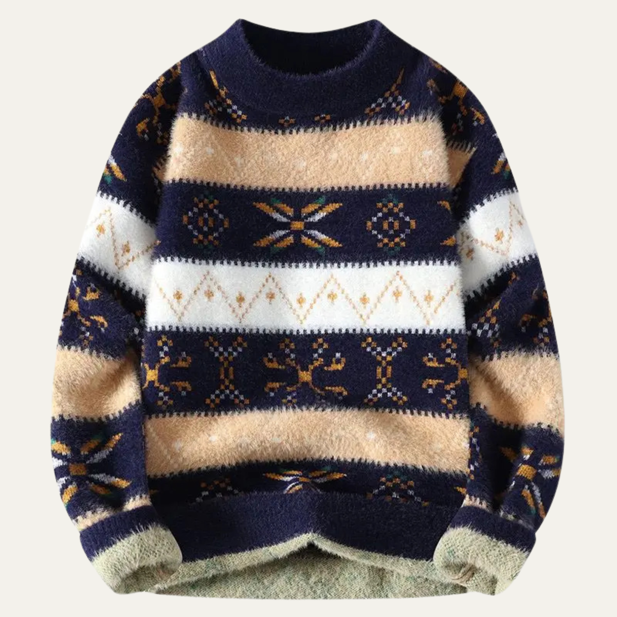 The Preston Men’s Fleece Crewneck Knit Sweater with Nordic Pattern
