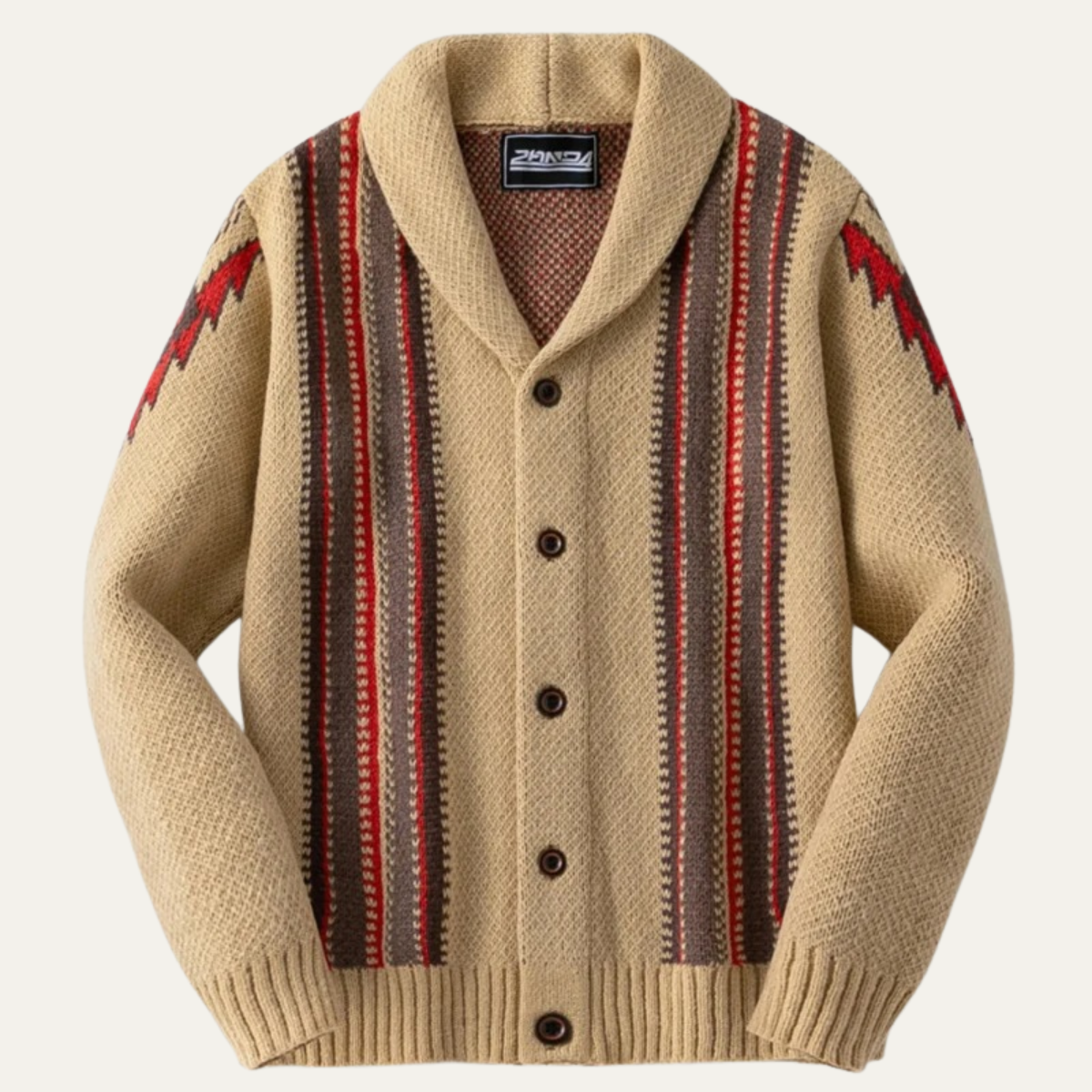 The Herculaneum Men’s Retro Shawl Striped Knit Cardigan