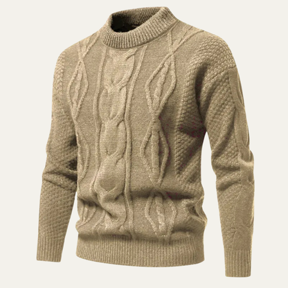 The Windwood Men’s Cable Winter Casual Round Neck Knit Sweater