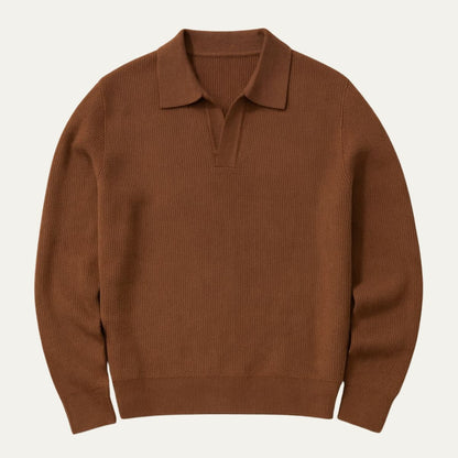 The Portofino Knitted Long Sleeve Polo Sweater for Men - Open Collar