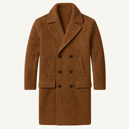 The Ancona Men’s Double Breasted Wool Trench Coat with Pockets