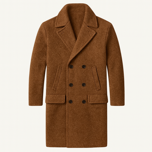 The Ancona Men’s Double Breasted Wool Trench Coat with Pockets