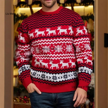 The Oristano Men’s Red Knitted Festive Christmas Sweater