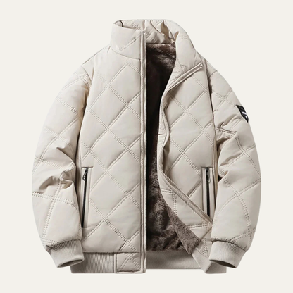 The Lucca Alta Men’s Stand Collar Diamond Pattern Thermal Quilted Jacket