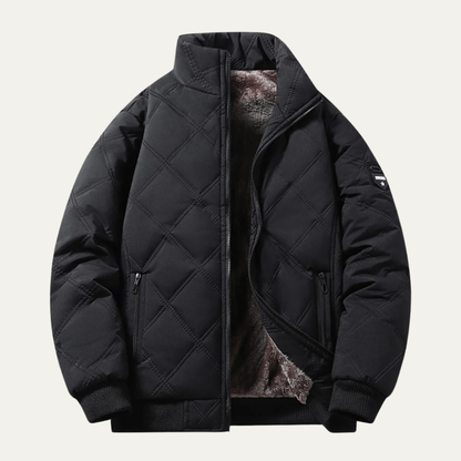 The Lucca Alta Men’s Stand Collar Diamond Pattern Thermal Quilted Jacket