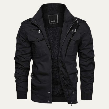 The Macerata Men’s Thermal Military Style Zip-Up Fleece Lined Jacket