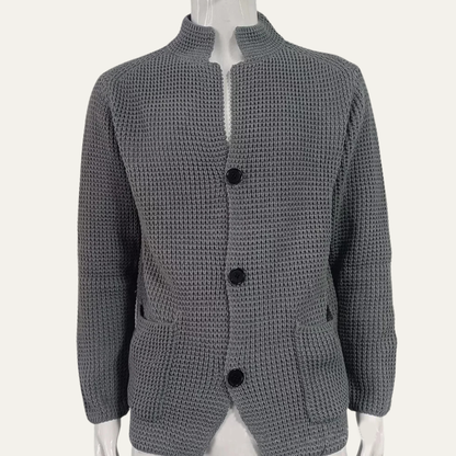 The Whitfield Men's Trendy Stand Collar Knitted Button Cardigan