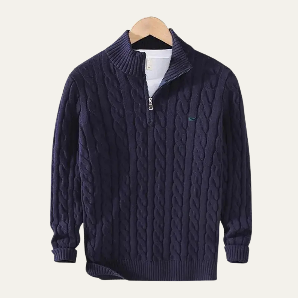 The Stratford Men’s Warm Quarter Zip Knit Cable Sweater