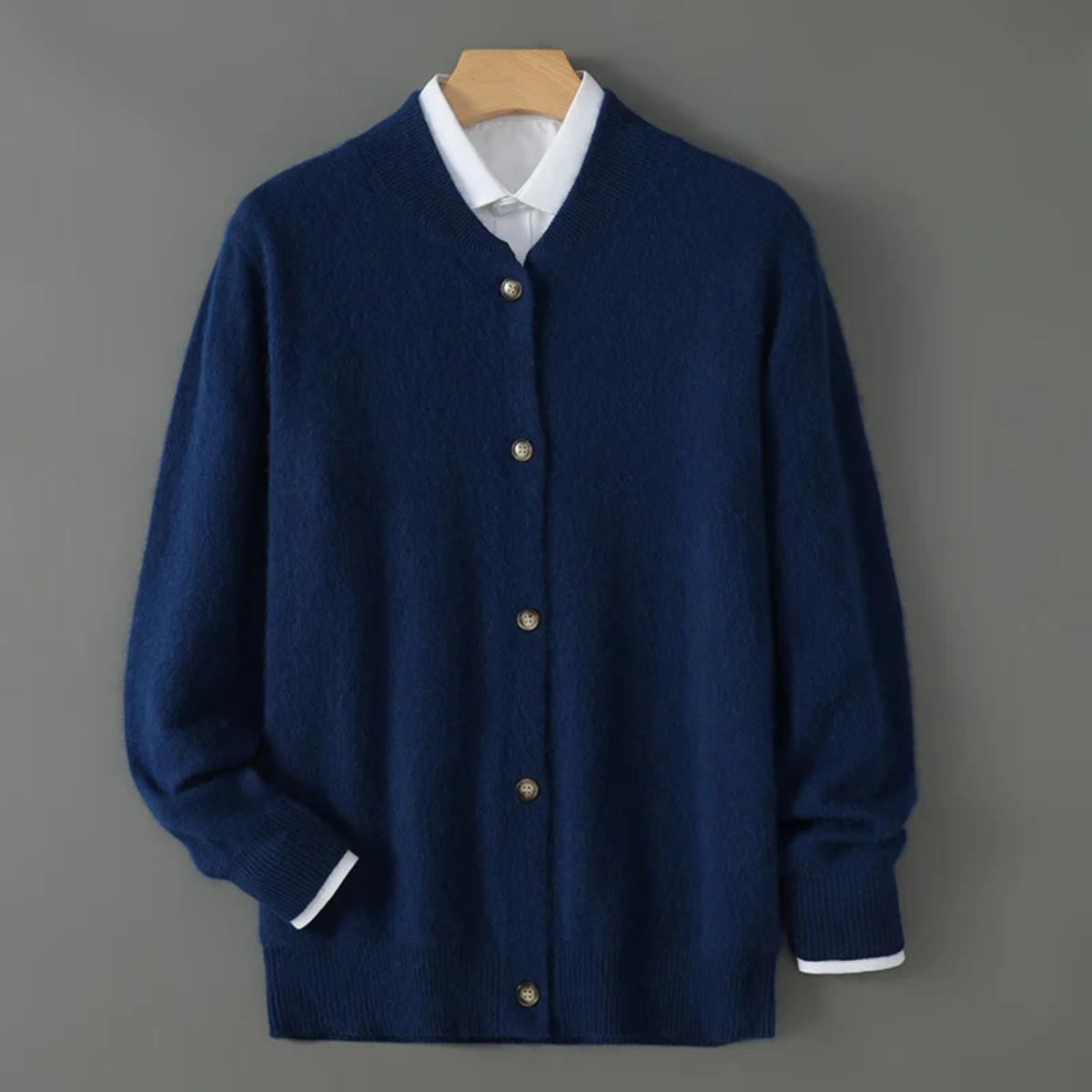 The Coimbra Men’s Elegant Cashmere Stand Collar Knit Cardigan