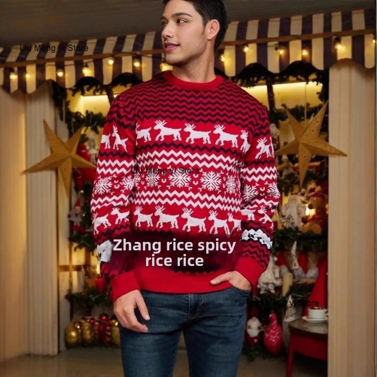 The Oristano Men’s Red Knitted Festive Christmas Sweater