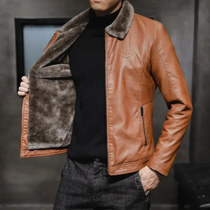 The Menton Men’s Winter Fleece Lined Leather Shearling Jacket