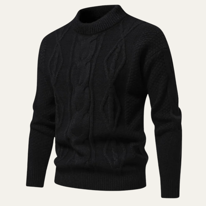 The Windwood Men’s Cable Winter Casual Round Neck Knit Sweater