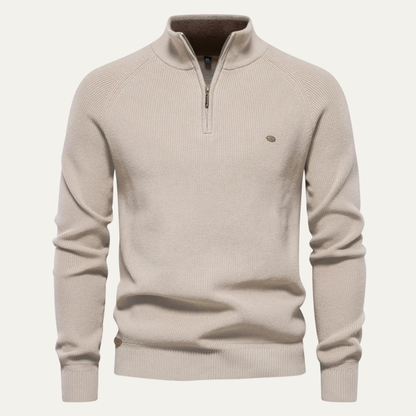 The Bergamo Alta Men’s Casual Knit Mock Neck Sweater with Button Collar