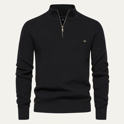 The Bergamo Alta Men’s Casual Knit Mock Neck Sweater with Button Collar