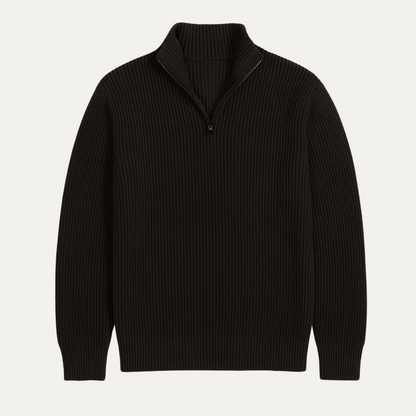 The Brighton Men's Merino Wool Sweater - Half Zip Knitted Pullover