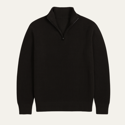 The Brighton Men's Merino Wool Sweater - Half Zip Knitted Pullover