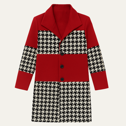 The Glenhaven Men's Colourful Patchwork Geometric Long Jacket with Pockets