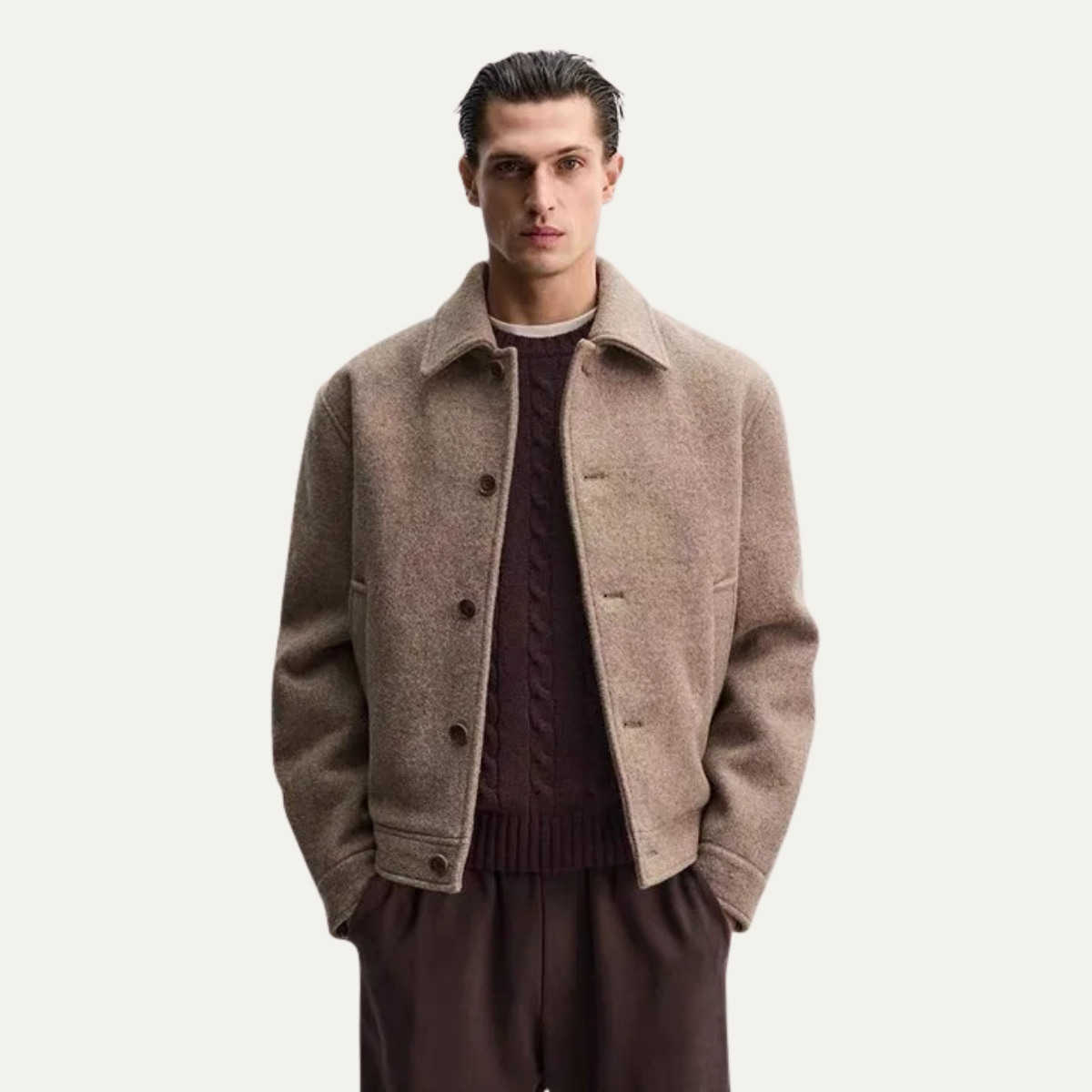 The Ravenna Men’s Casual Wool Winter Jacket – Taupe