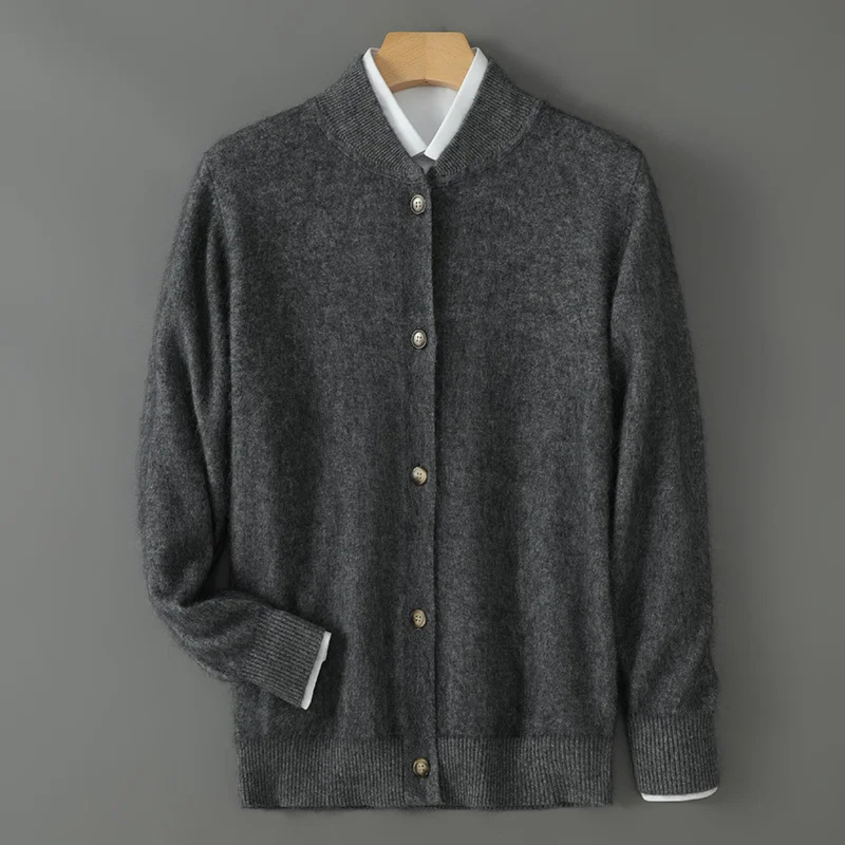 The Coimbra Men’s Elegant Cashmere Stand Collar Knit Cardigan