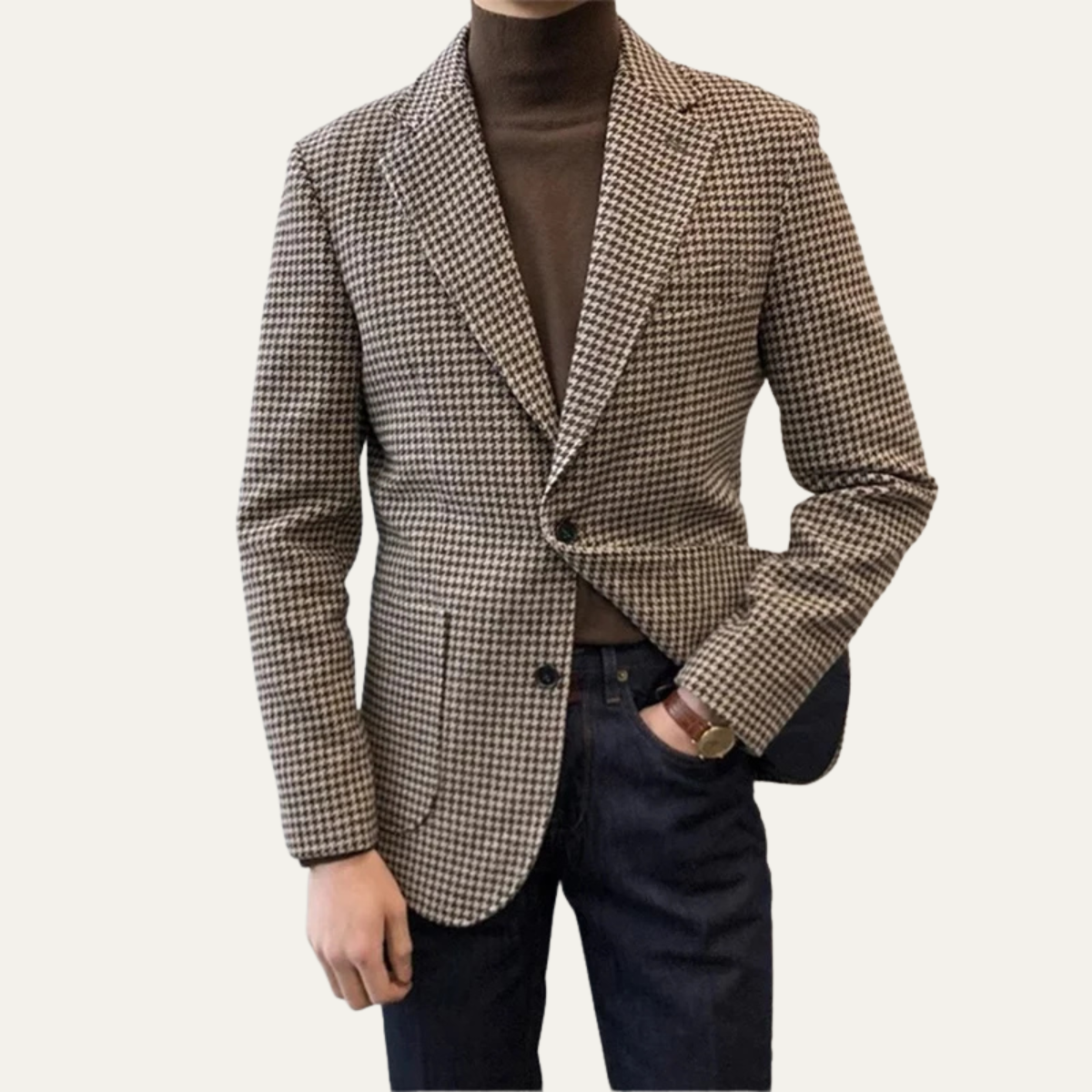 The Lezzeno Men’s Casual Retro Tweed Wool Blazer