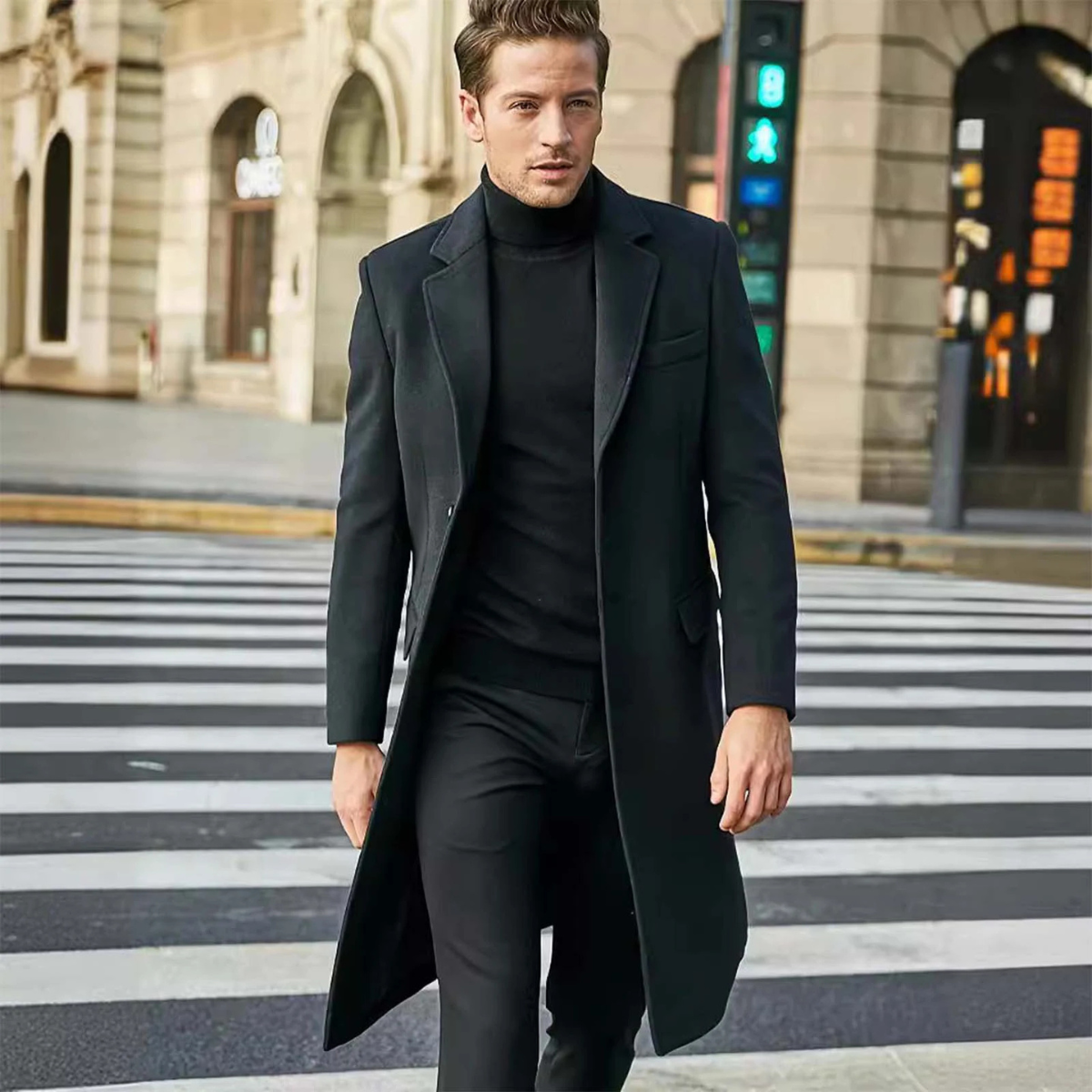 The Bergamo Men’s Luxury Trend Long Winter Wool Overcoat