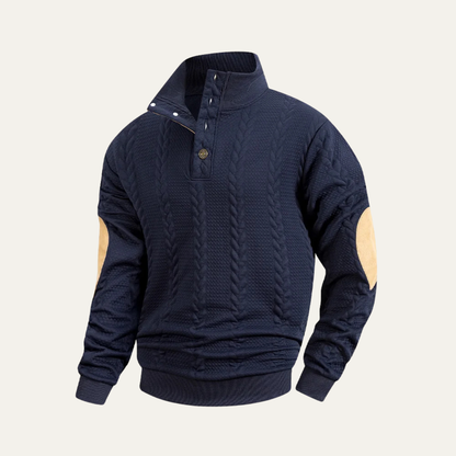 The Cervo Men’s Button Collar Knit Jacquard Sweater